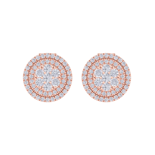 3 in 1 earrings in rose gold with white diamonds of 0.79 ct in weight