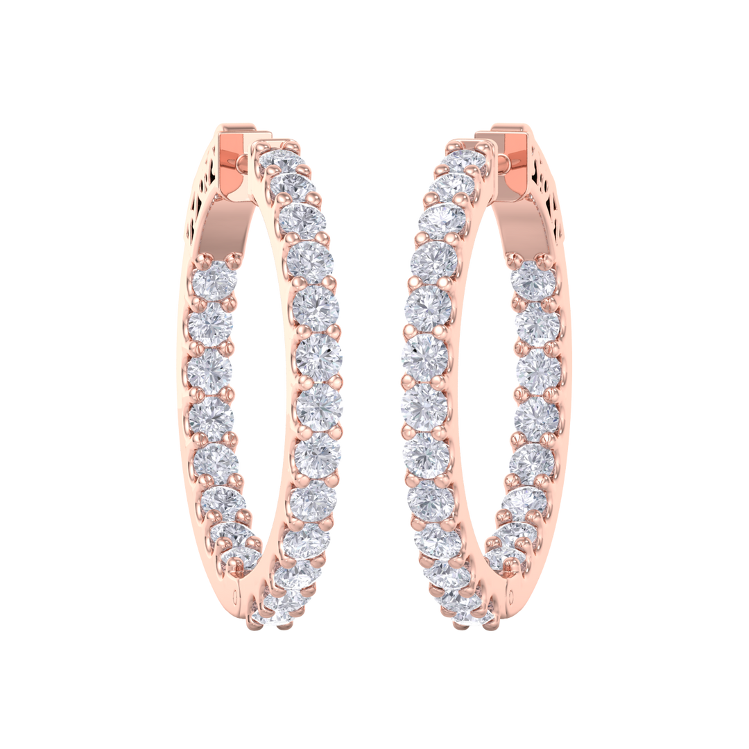 Diamond eternity hoop earrings in yellow gold with white diamonds of 2.92 ct in weight 