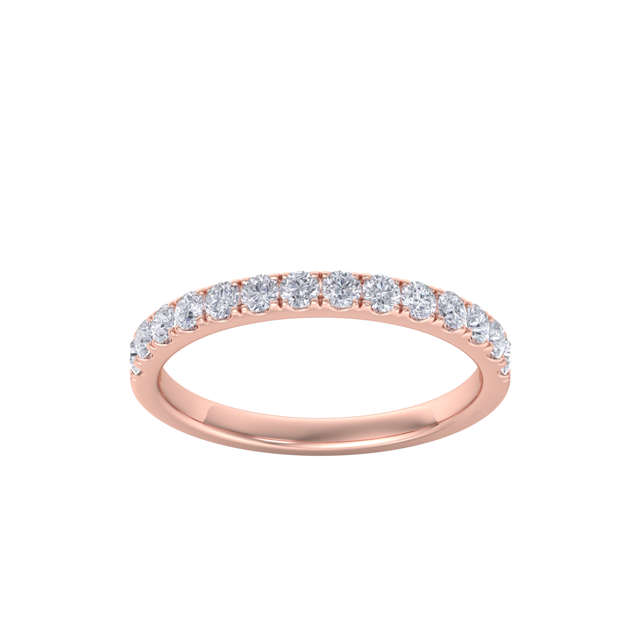 Classic Wedding band in rose gold with white diamonds of 0.49 ct in weight