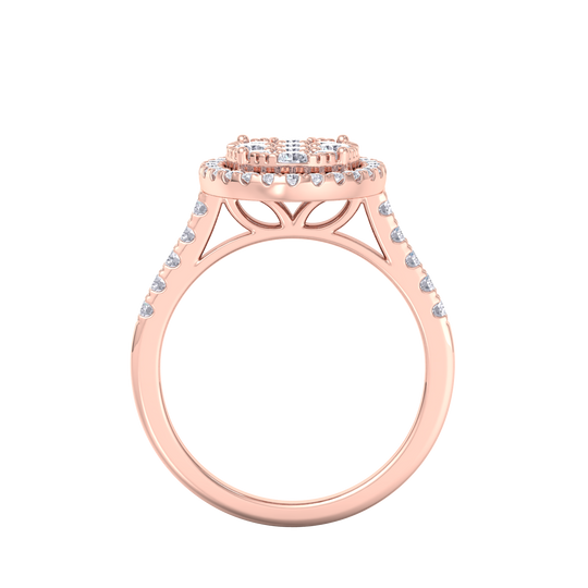 Oval cluster ring in rose gold with white diamonds of 1.02 ct in weight
