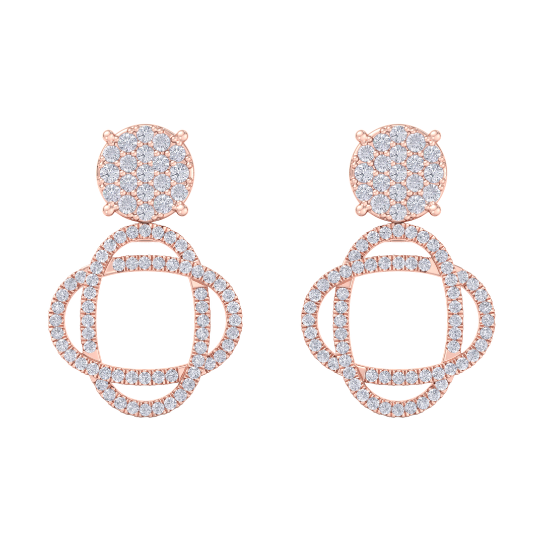 3 in 1 earrings in yellow gold with white diamonds of 1.01 ct in weight