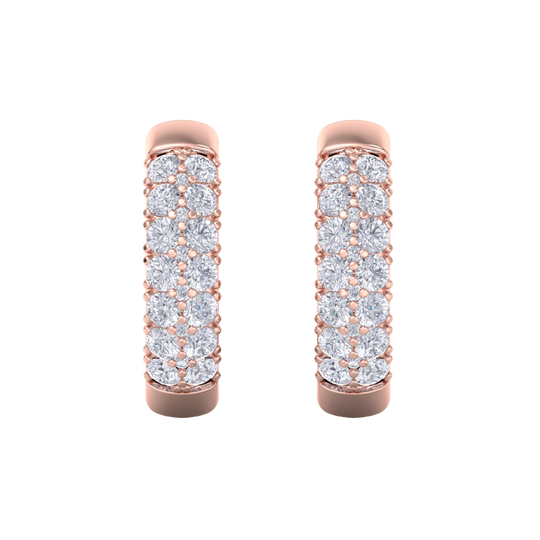 Diamond huggies earrings in rose gold with white diamonds of 0.99 ct in weight
