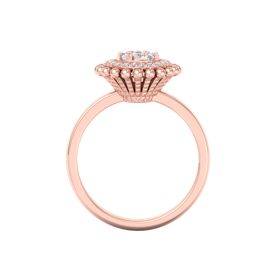 Halo Diamond ring in rose gold with white diamonds of 0.34 ct in weight
