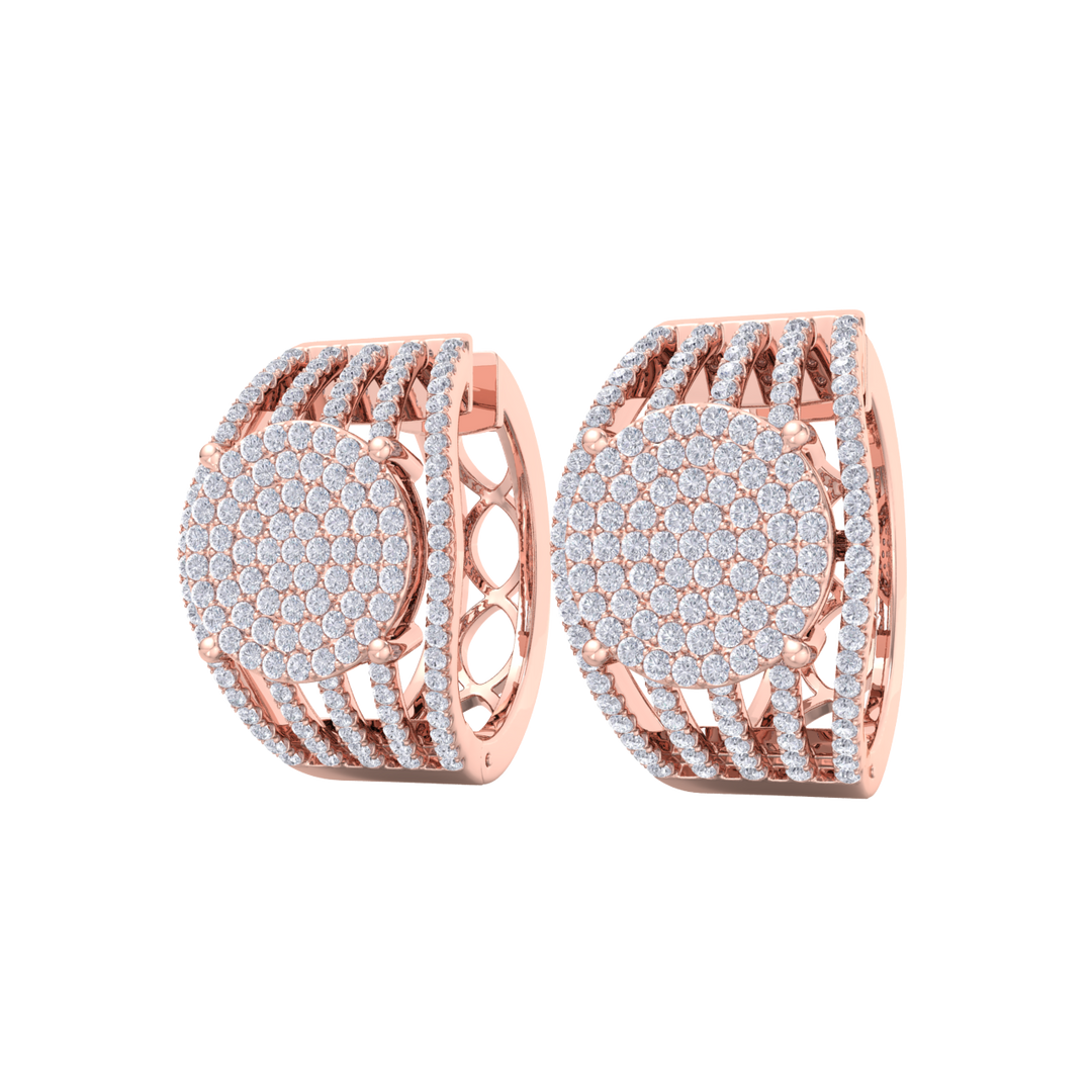 Beautiful Stud Earrings in yellow gold with white diamonds of 1.27 in weight