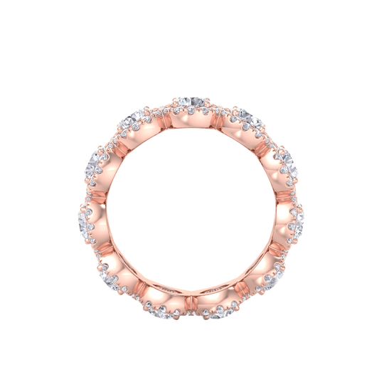 Eternity ring in rose gold with white diamonds of 3.45 ct in weight