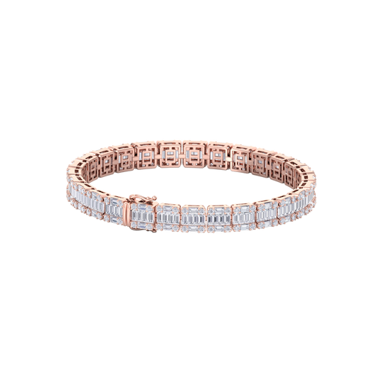 Baguette tennis bracelet in yellow gold with white diamonds of 5.20 ct in weight