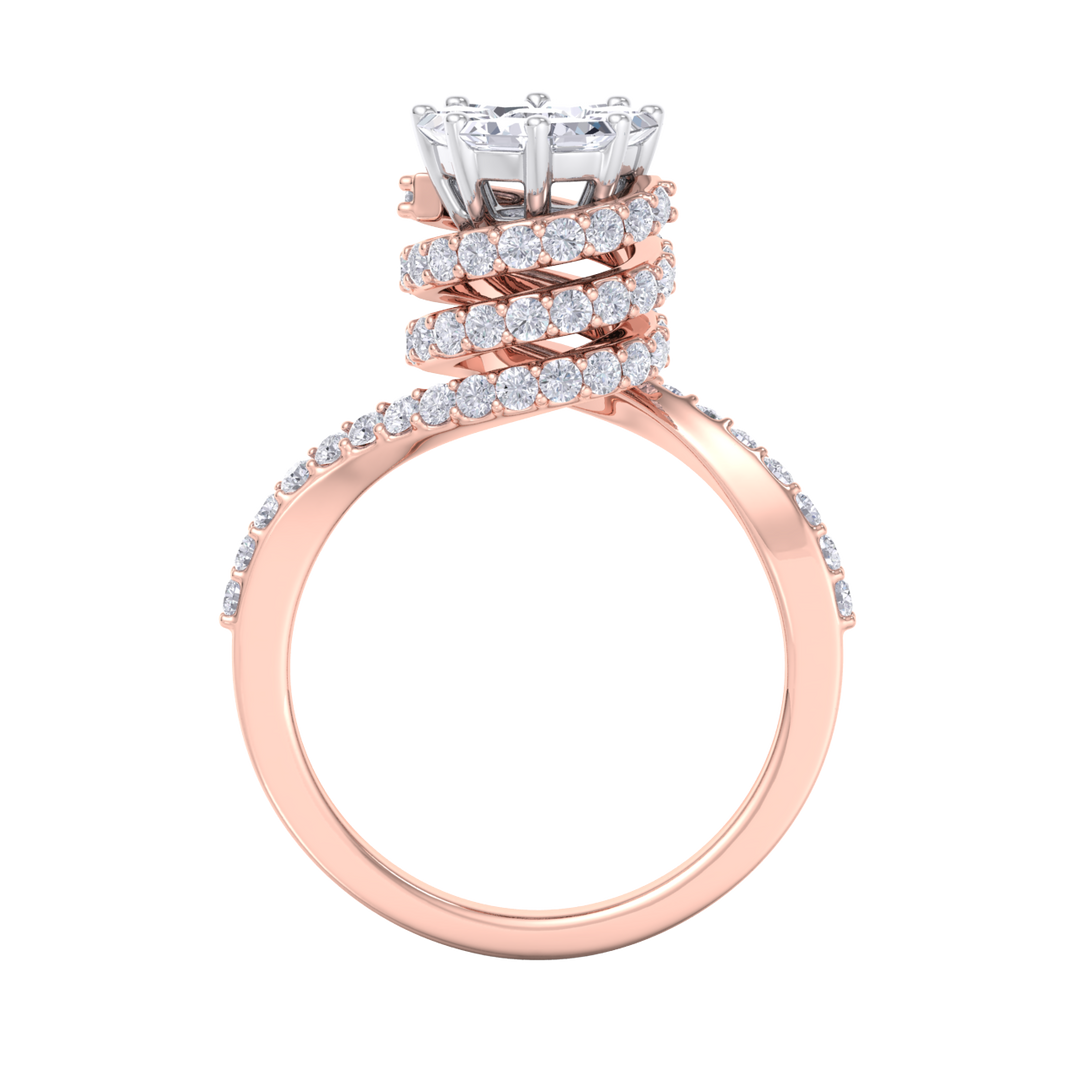 Beautiful Diamond ring in rose gold with white diamonds of 2.04 ct in weight