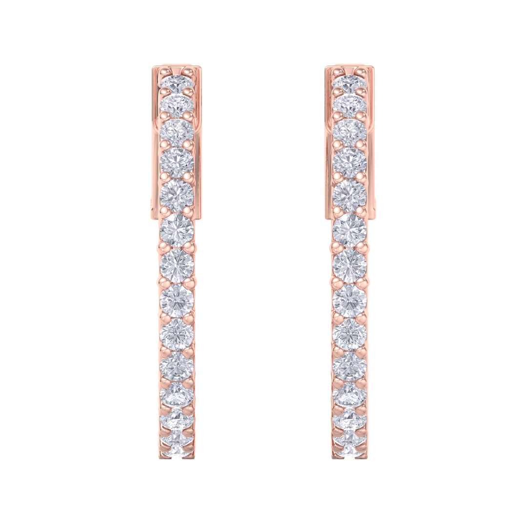 Diamond eternity hoop earrings in rose gold with white diamonds of 1.00 ct in weight 
