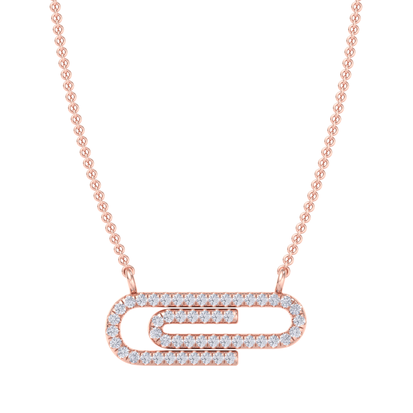 Diamond link necklace in rose gold with white diamonds of 0.25 ct in weight