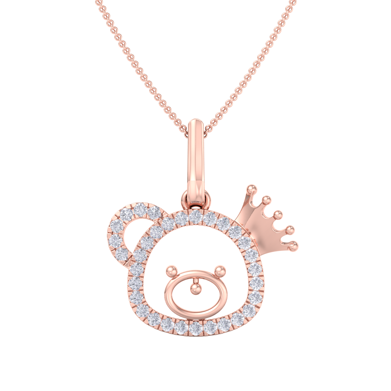 Cute Pendant in rose gold with white diamonds of 0.58 ct in weight
