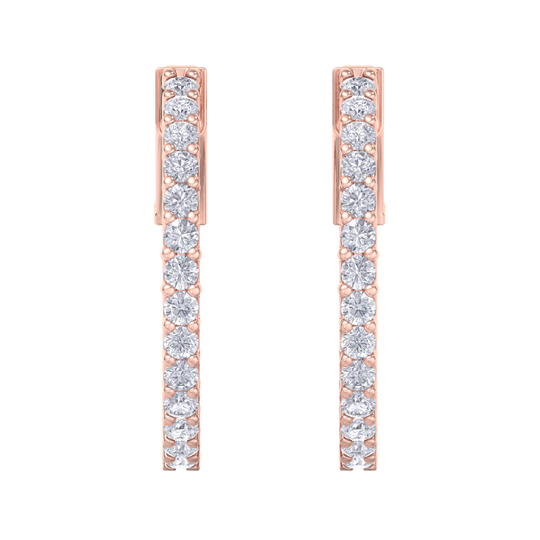 Diamond eternity hoop earrings in yellow gold with white diamonds of 1.00 ct in weight 