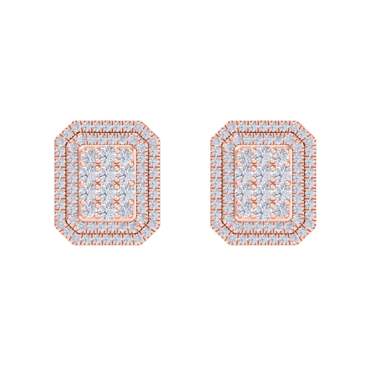 3 in 1 earrings in rose gold with white diamonds of 0.97 ct in weight
