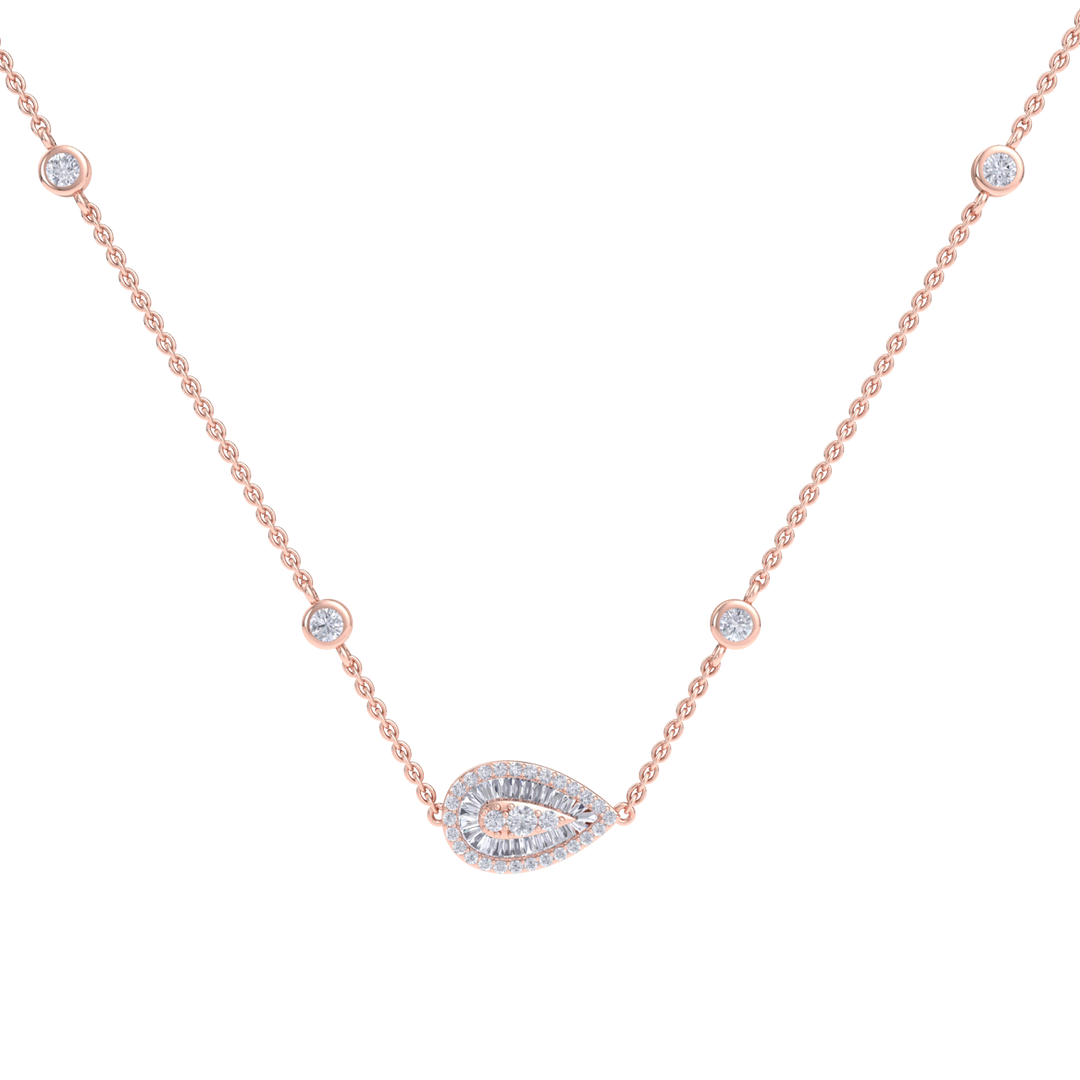Pear shaped necklace in rose gold with white diamonds of 1.04 ct in weight