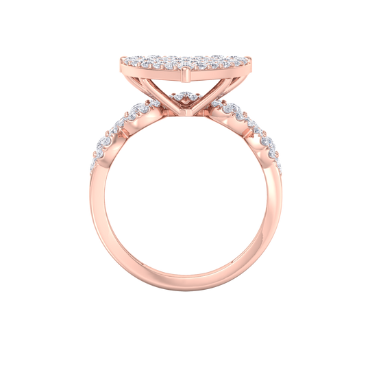 Heart shaped Diamond ring in rose gold with white diamonds of 1.46 ct in weight