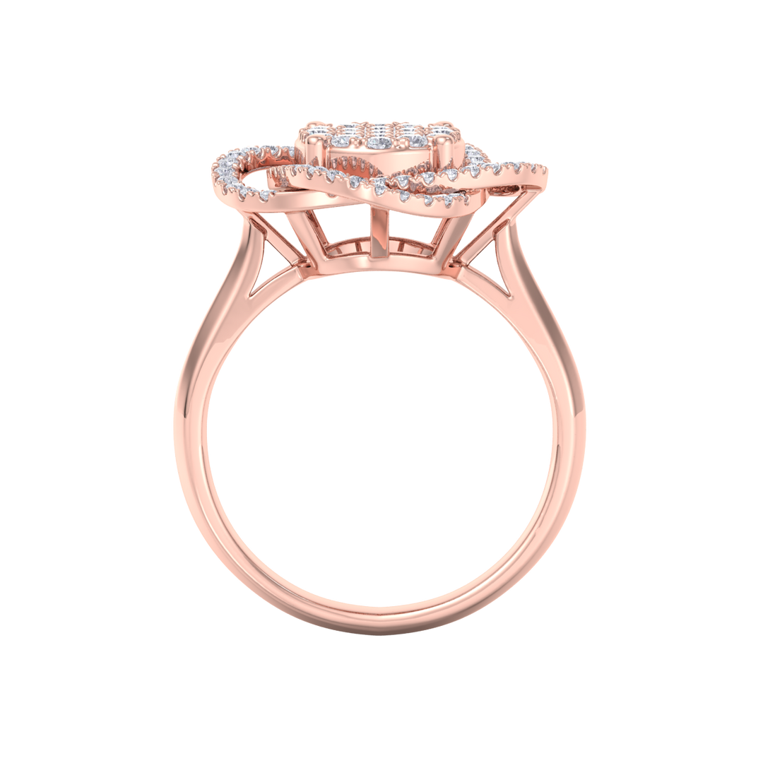 Intricate diamond ring in rose gold with white diamonds of 0.63 ct in weight