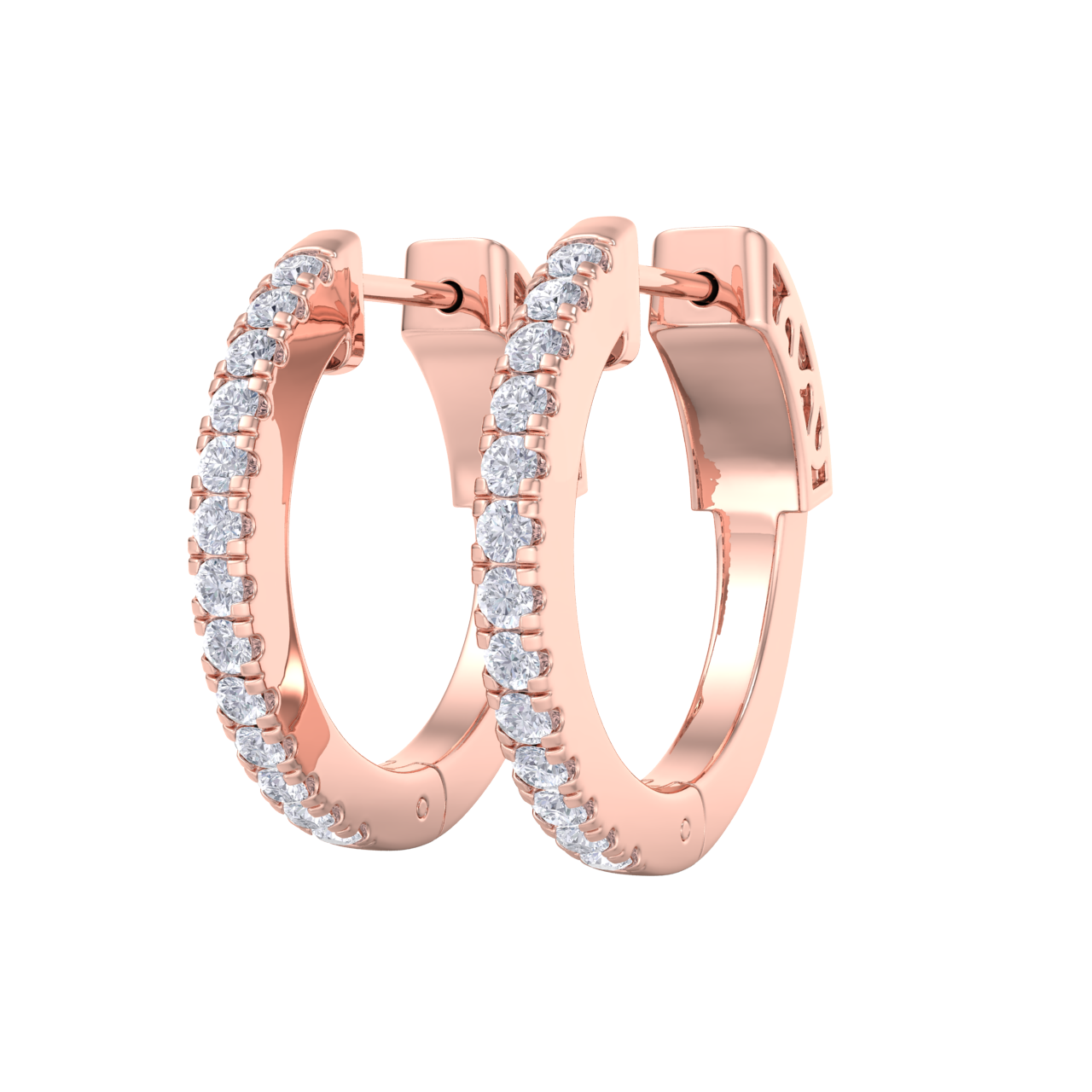 Petite diamond hoop earrings in rose gold with white diamonds of 0.34 ct in weight