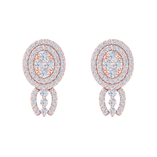 Oval drop earrings in white gold with white diamonds of 0.97 ct in weight
