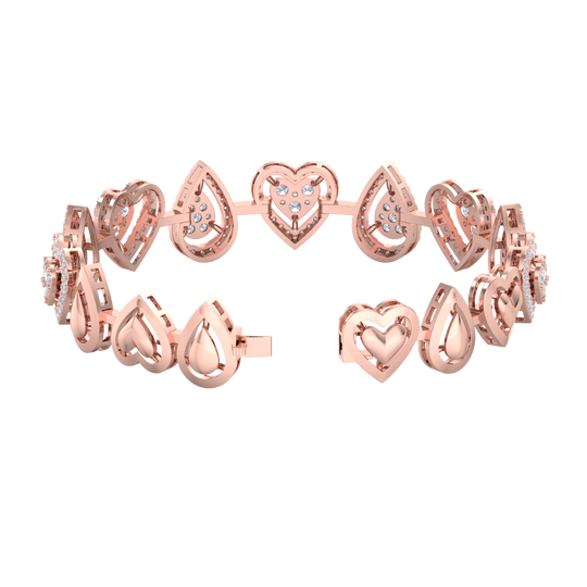 Heart bracelet in rose gold with white diamonds of 3.12 ct in weight