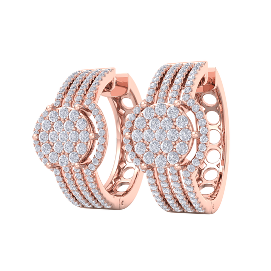 Beautiful Stud Earrings in rose gold with white diamonds of 1.12 in weight