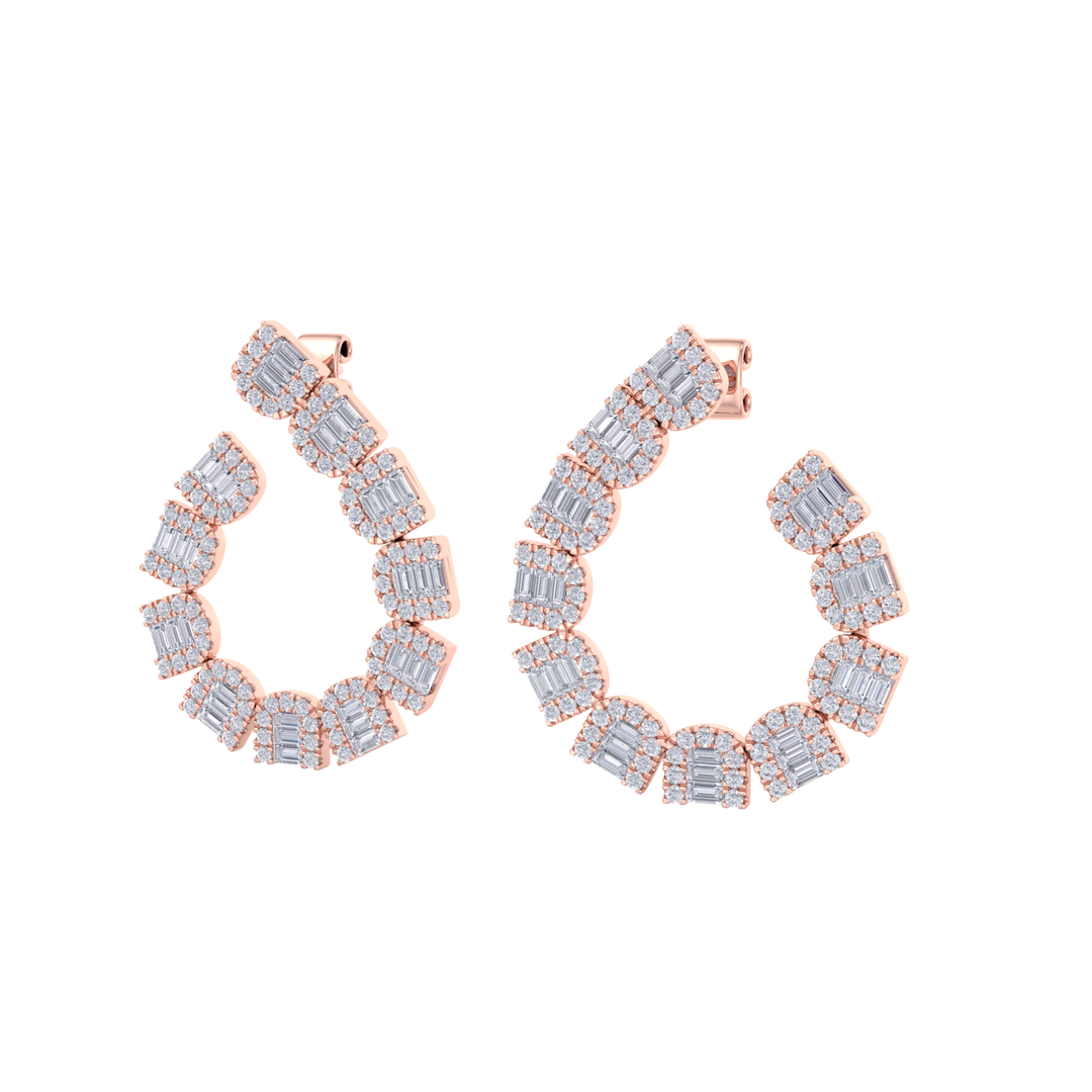Circle studs in rose gold with white diamonds of 5.82 ct in weight
