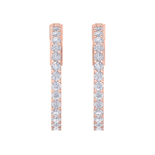 Diamond eternity hoop earrings in rose gold with white diamonds of 1.50 ct in weight 