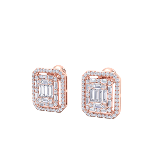 Beautiful Stud Earrings in white gold with white diamonds of 1.78 in weight