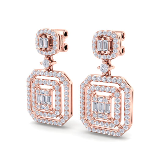 Beautiful Earrings in yellow gold with white diamonds of 0.83 in weight