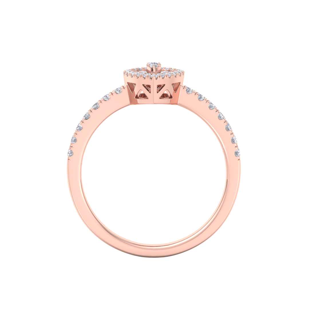 Pear ring in yellow gold with white diamonds of 0.68 ct in weight
