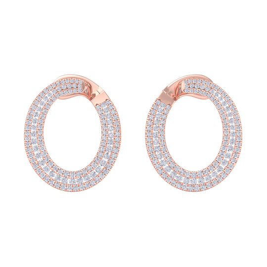 Hoop earrings in rose gold with white diamonds of 2.78 ct in weight