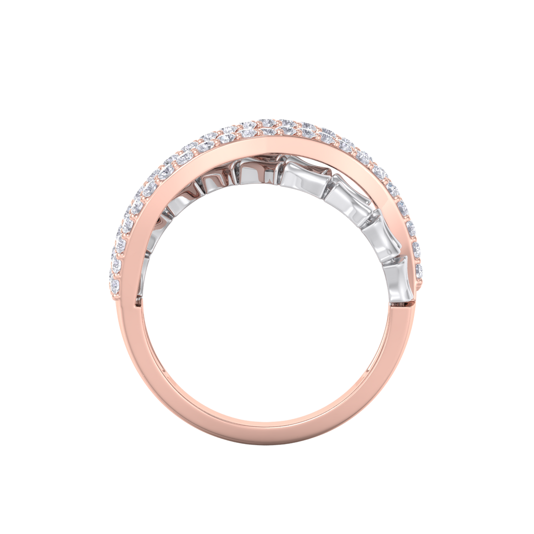 Beautiful ring in rose gold with white diamonds of 0.50 ct in weight