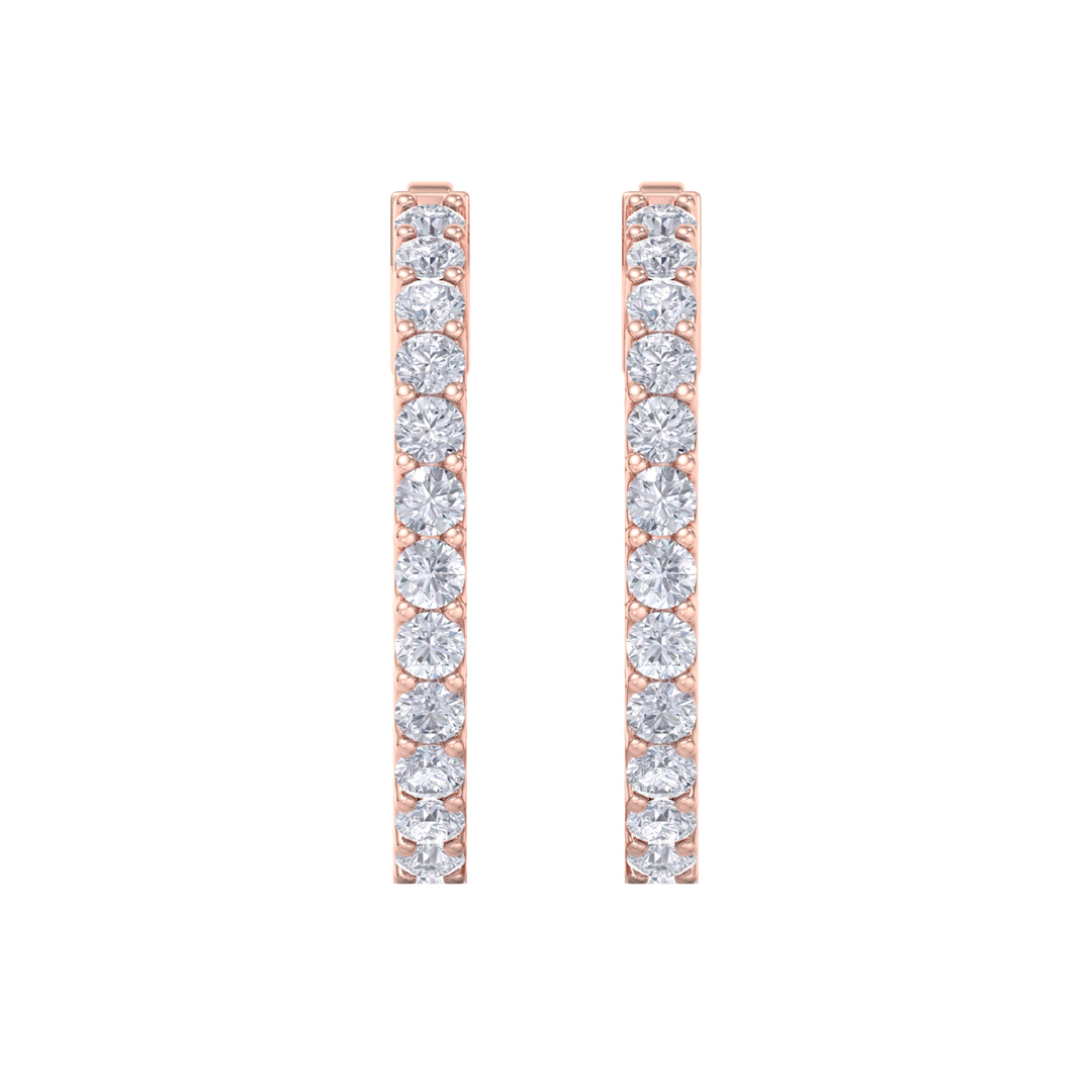 Diamond eternity hoop earrings in rose gold with white diamonds of 4.00 ct in weight 