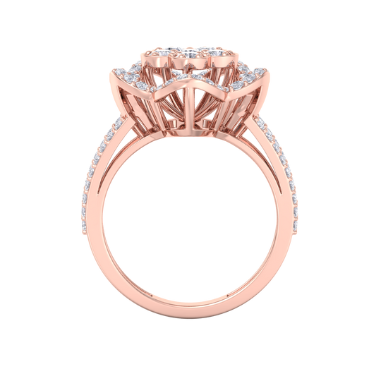 Elegant Diamond ring in rose gold with white diamonds of 0.89 ct in weight
