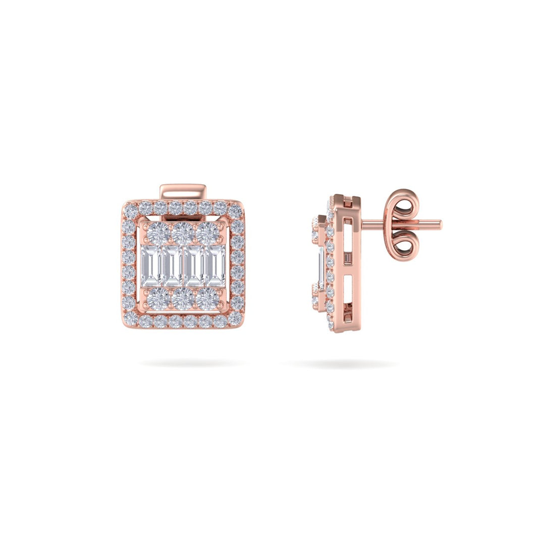 Beautiful Earrings in rose gold with white diamonds of 0.65 ct in weight