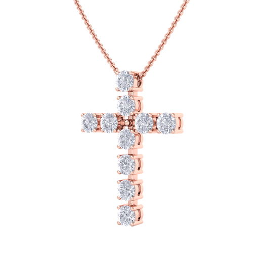 Diamond Cross Pendant in rose gold with white diamonds of 1.10 ct in weight