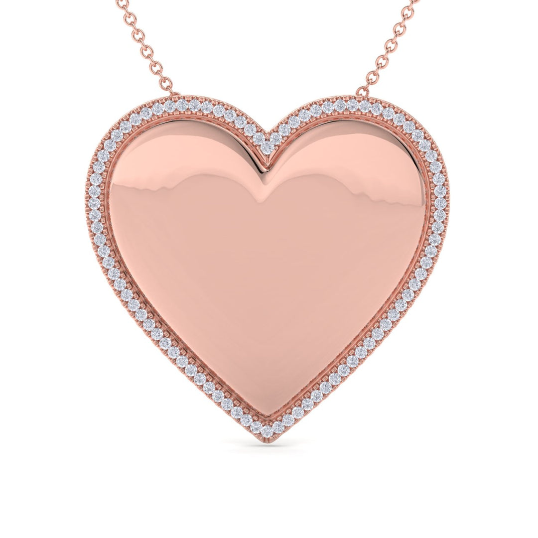 Heart pendant in rose gold with white diamonds of 0.33 ct in weight