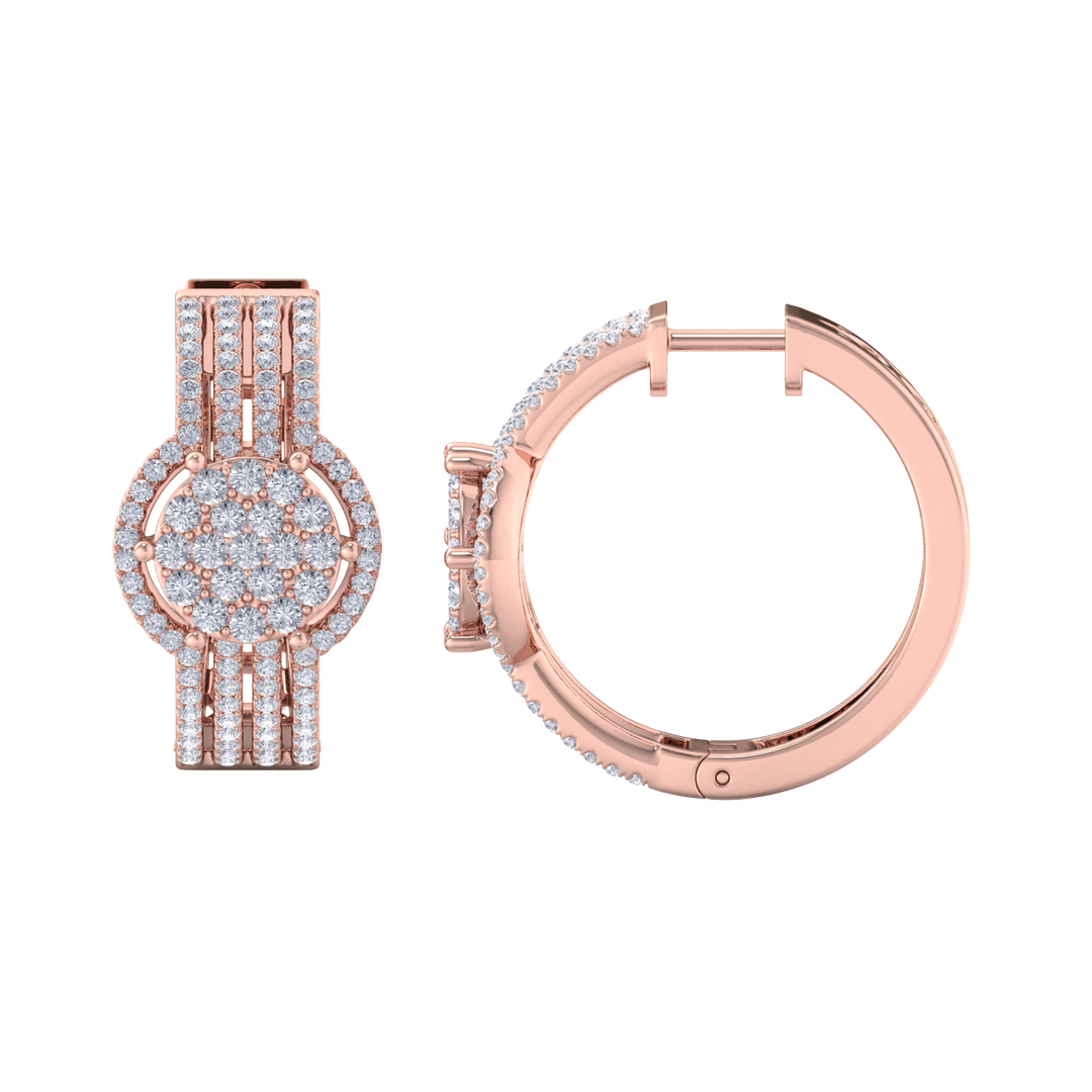 Beautiful Stud Earrings in rose gold with white diamonds of 1.12 in weight