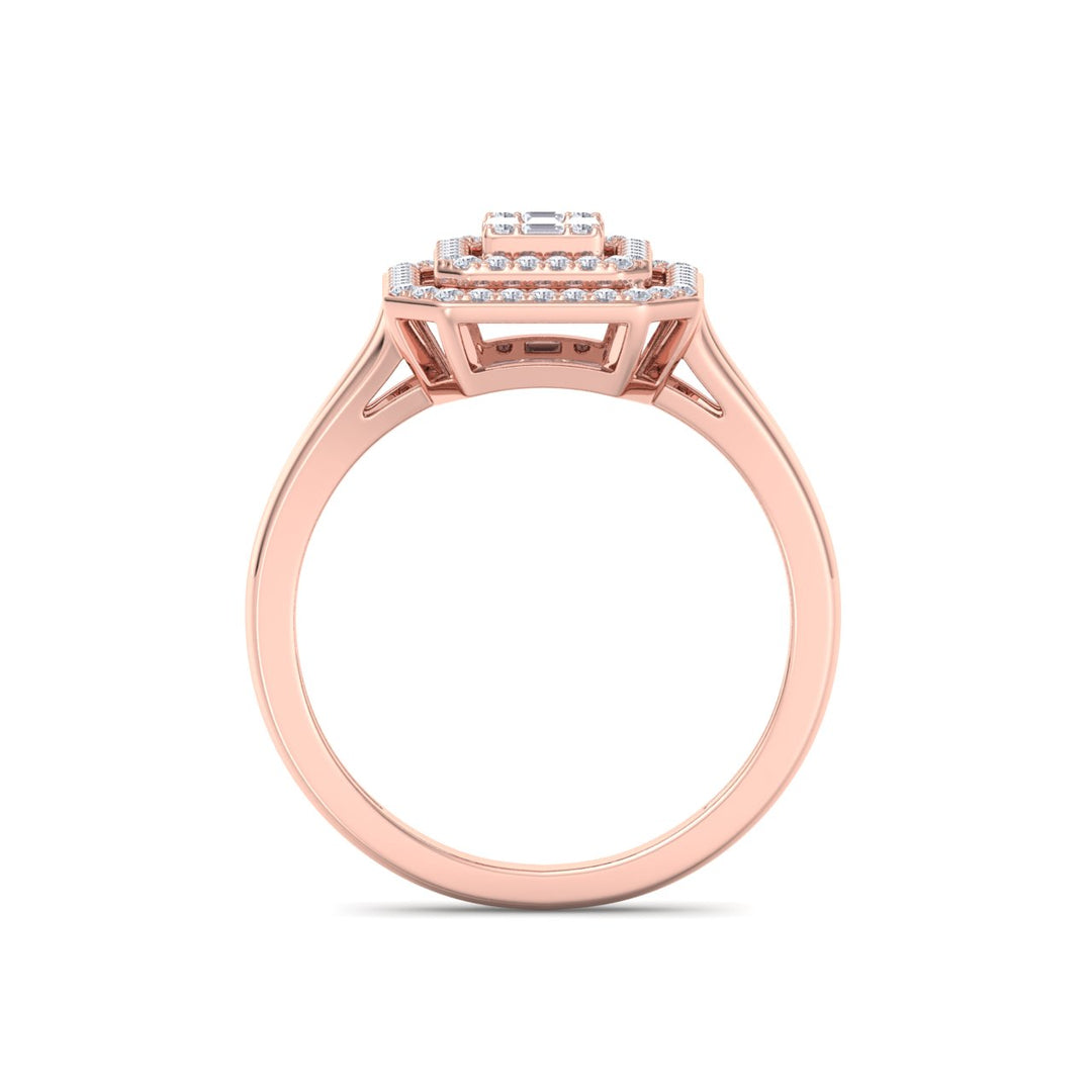 Beautiful Ring in rose gold with white diamonds of 0.39 ct in weight