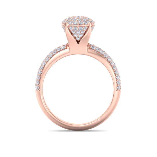 Cluster Diamond ring in rose gold with white diamonds of 0.71 ct in weight