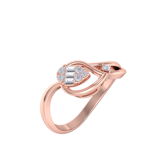 Elegant ring in rose gold with white diamonds of 0.09 ct in weight