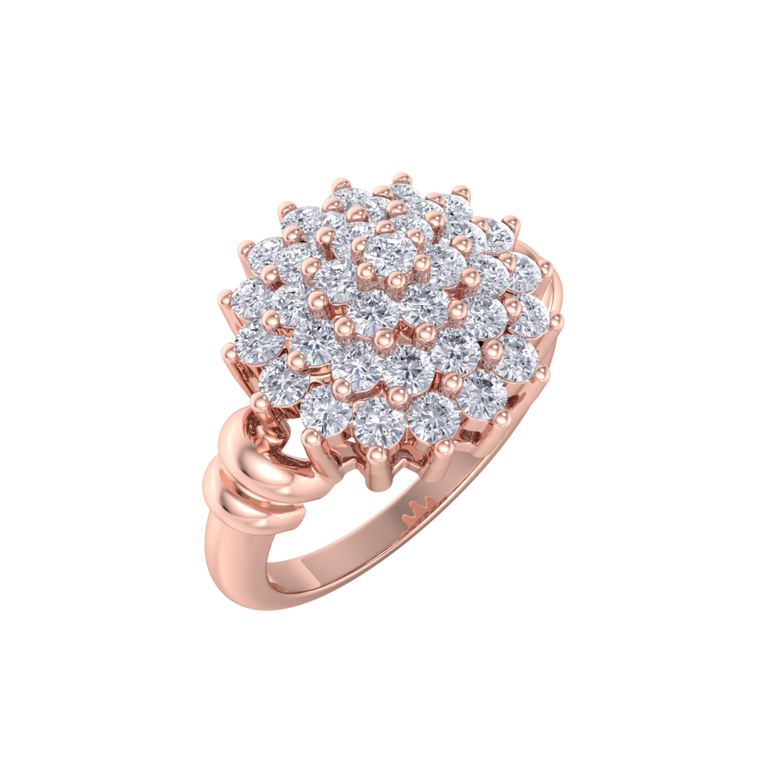 Beautiful ring in rose gold with white diamonds of 1.05 ct in weight