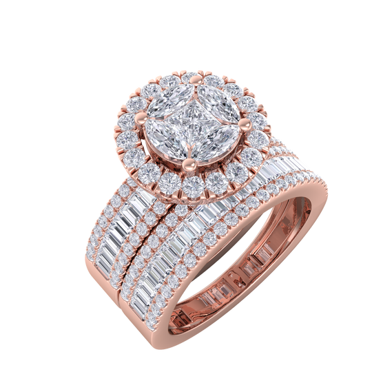 Diamond ring in rose gold with white diamonds of 2.57 ct in weight