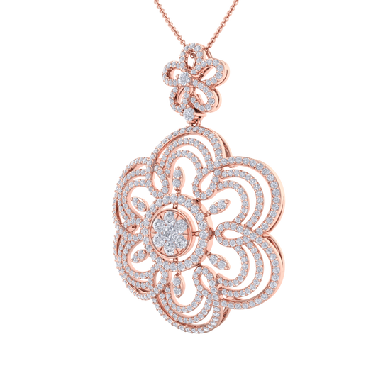 Flower Pendant in white gold with white diamonds of 2.43 ct in weight
