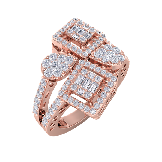 Beautiful ring in rose gold with white diamonds of 0.95 ct in weight