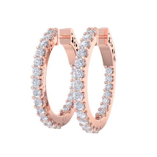 Diamond eternity hoop earrings in rose gold with white diamonds of 1.50 ct in weight 