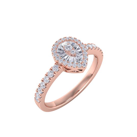 Pear ring in rose gold with white diamonds of 0.68 ct in weight
