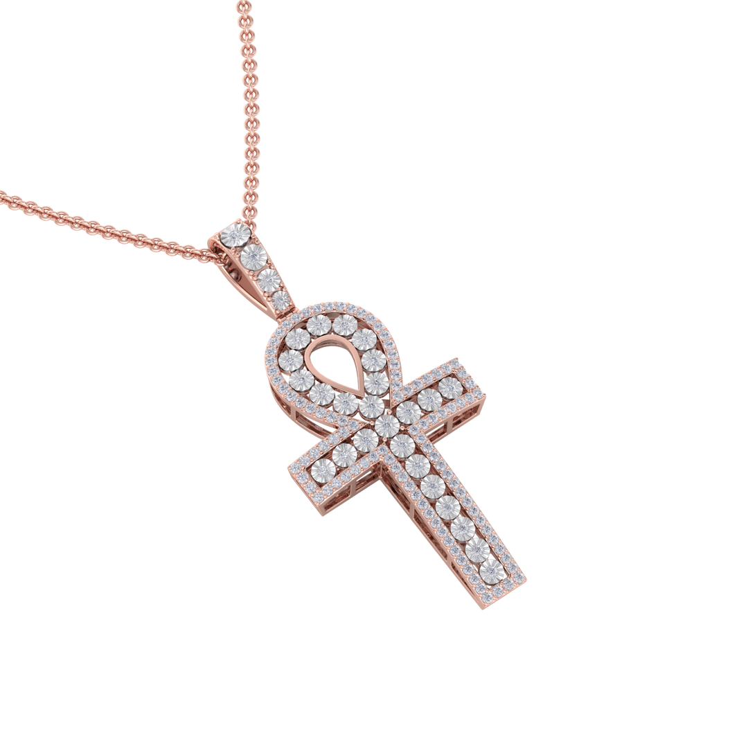 Ankh pendant in rose gold with white diamonds of 1.77 ct in weight