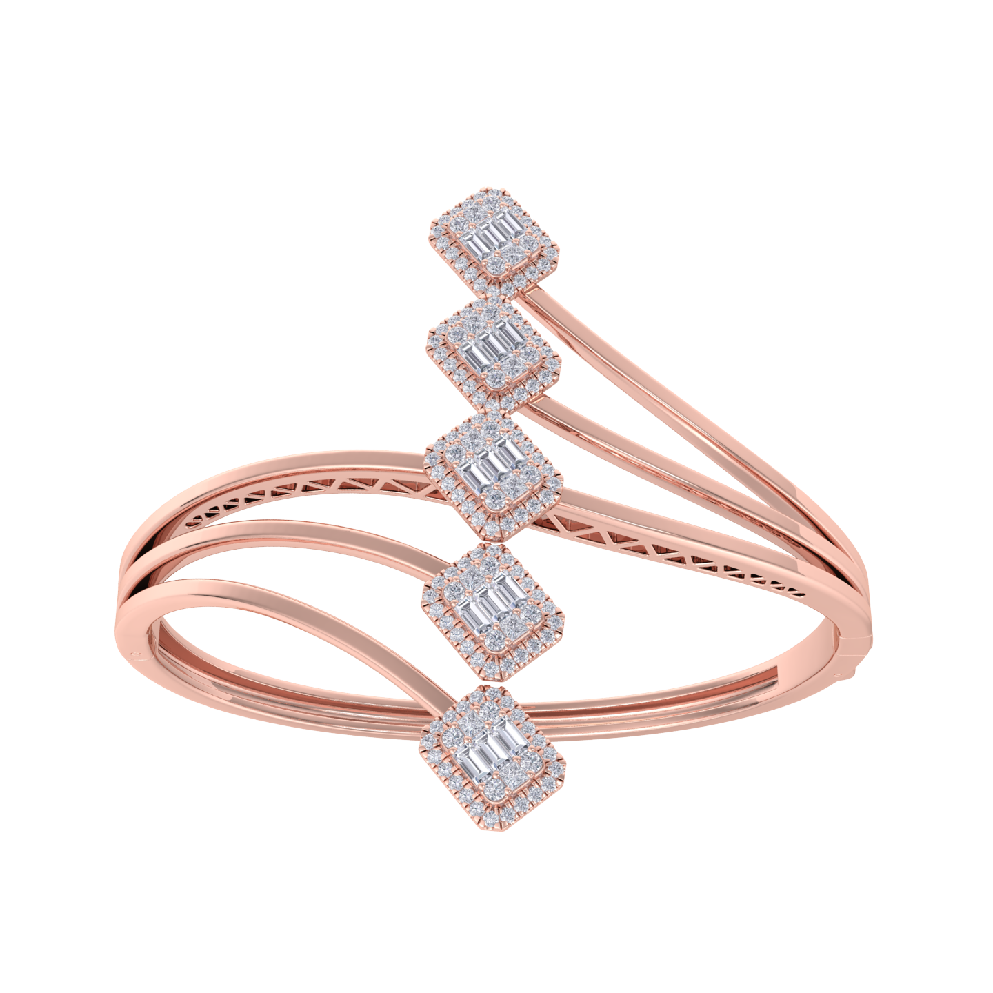 Diamond bracelet in rose gold with white diamonds of 3.26 ct in weight