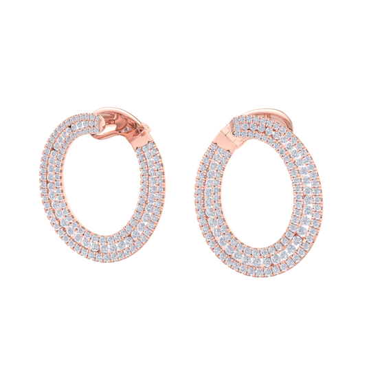 Hoop earrings in rose gold with white diamonds of 2.78 ct in weight