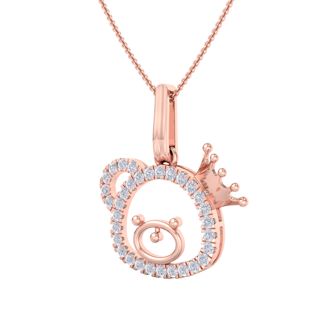 Cute Pendant in yellow gold with white diamonds of 0.58 ct in weight