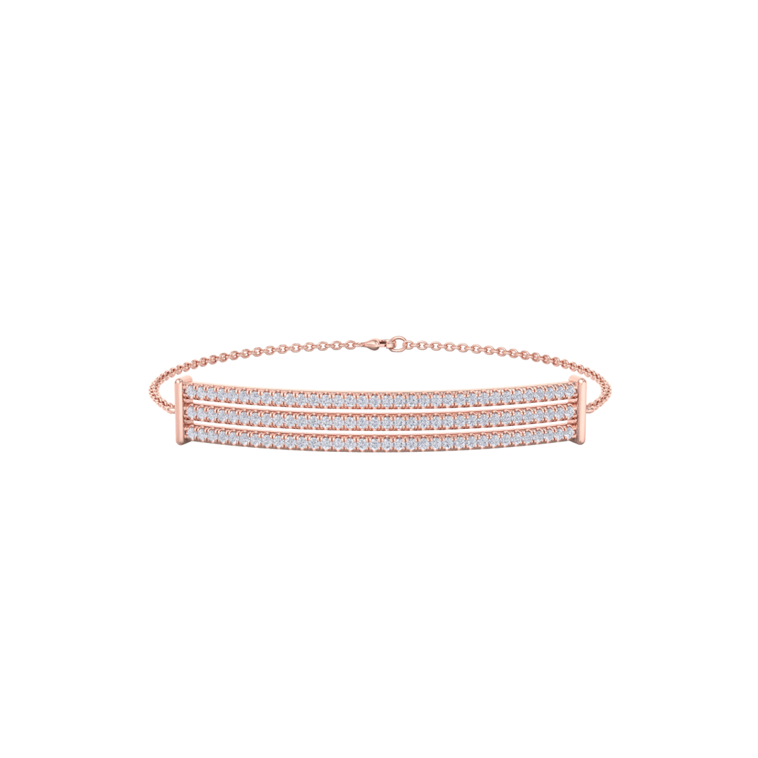 Bar diamond bracelet in rose gold with white diamonds of 0.93 ct in weight